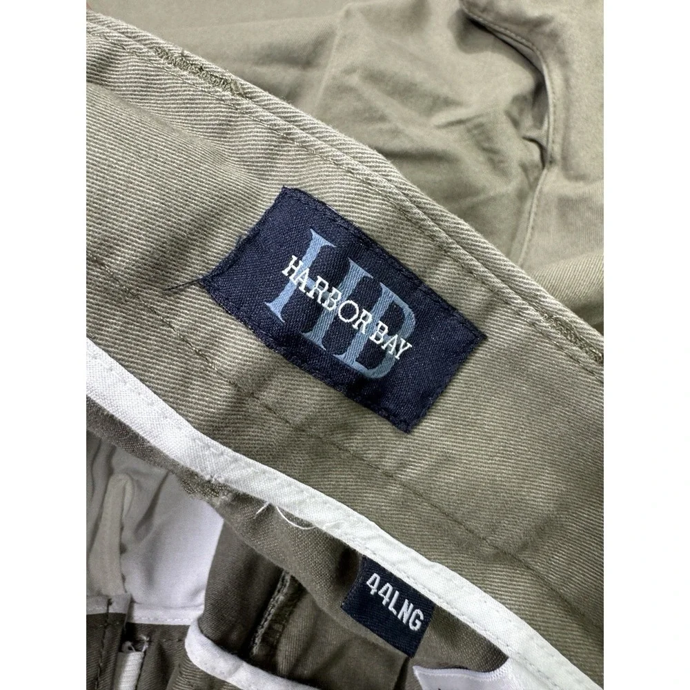 Harbor Bay Men Shorts 44 Olive Green Pleated Chino Golf Dad Casual Cotton Canvas
